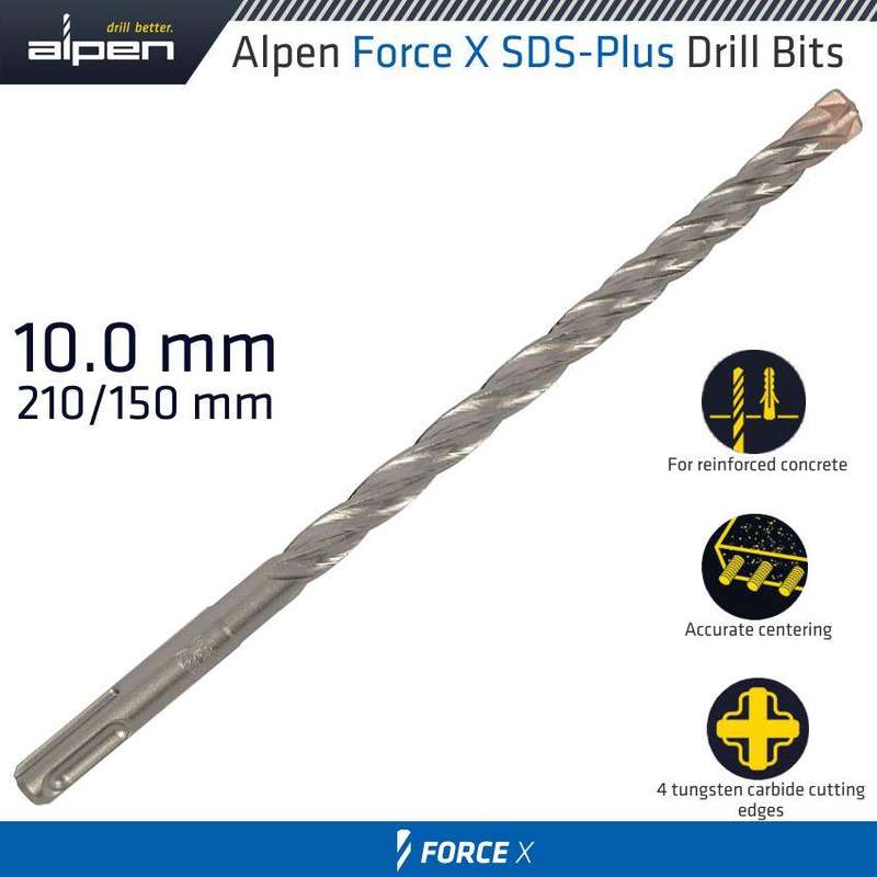 Force X 10.0 X 210/150 Sds Plus Rebar Drill Bit X4 Cutting Edges