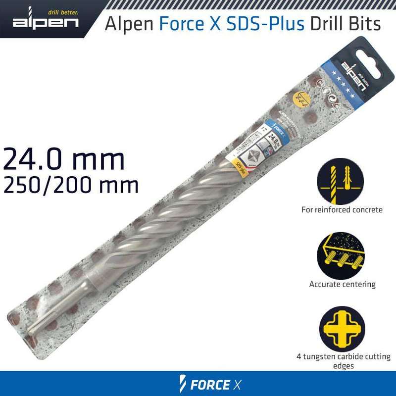 Force X 24.0 X 250/200 Sds Plus Rebar Drill Bit X4 Cutting Edges
