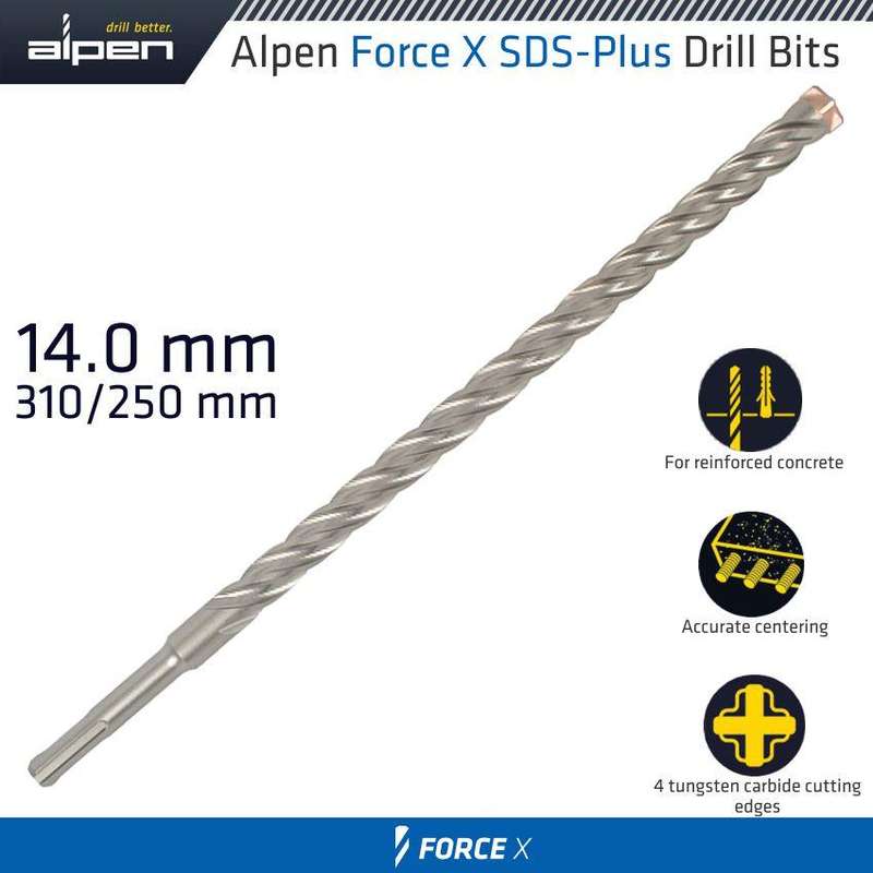 Force X 14.0 X 310/250 Sds Plus Rebar Drill Bit X4 Cutting Edges