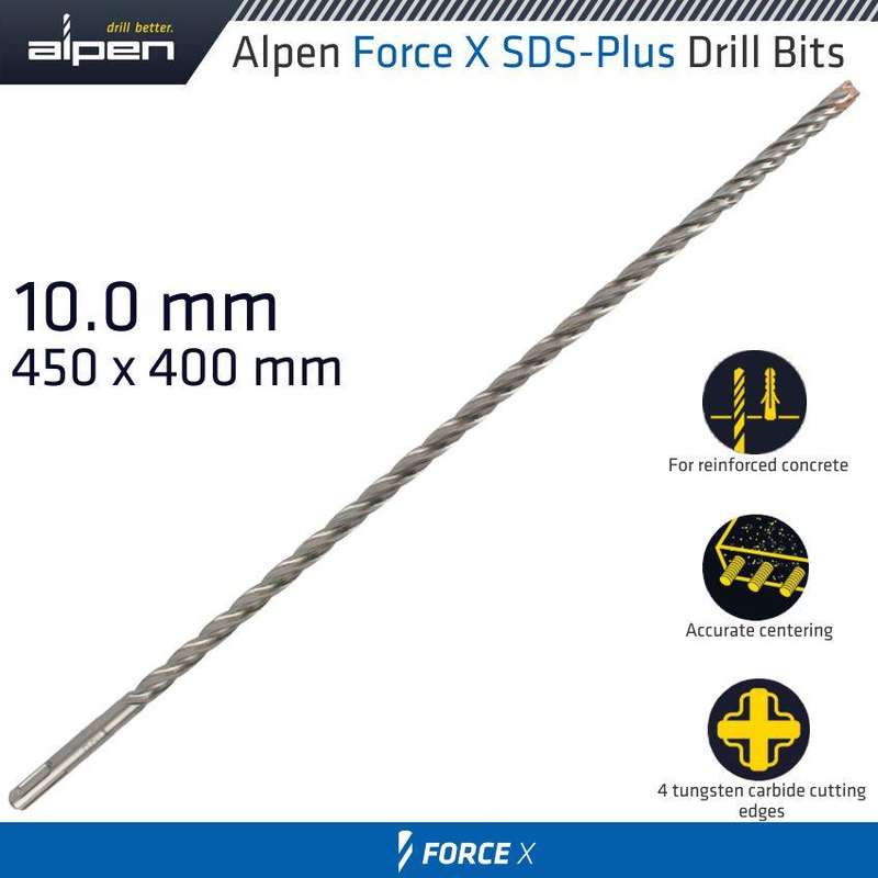 Force X 10.0 X 450/400 Sds Plus Rebar Drill Bit X4 Cutting Edges