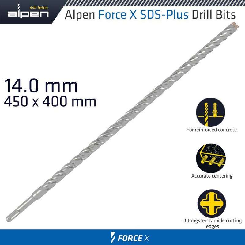 Force X 14.0 X 450/400 Sds Plus Rebar Drill Bit X4 Cutting Edges