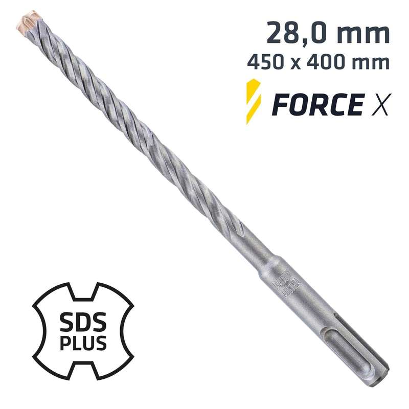 Force X 28.0 X 450/400 Sds Plus Rebar Rebar Drill Bit X4 Cutting Edges