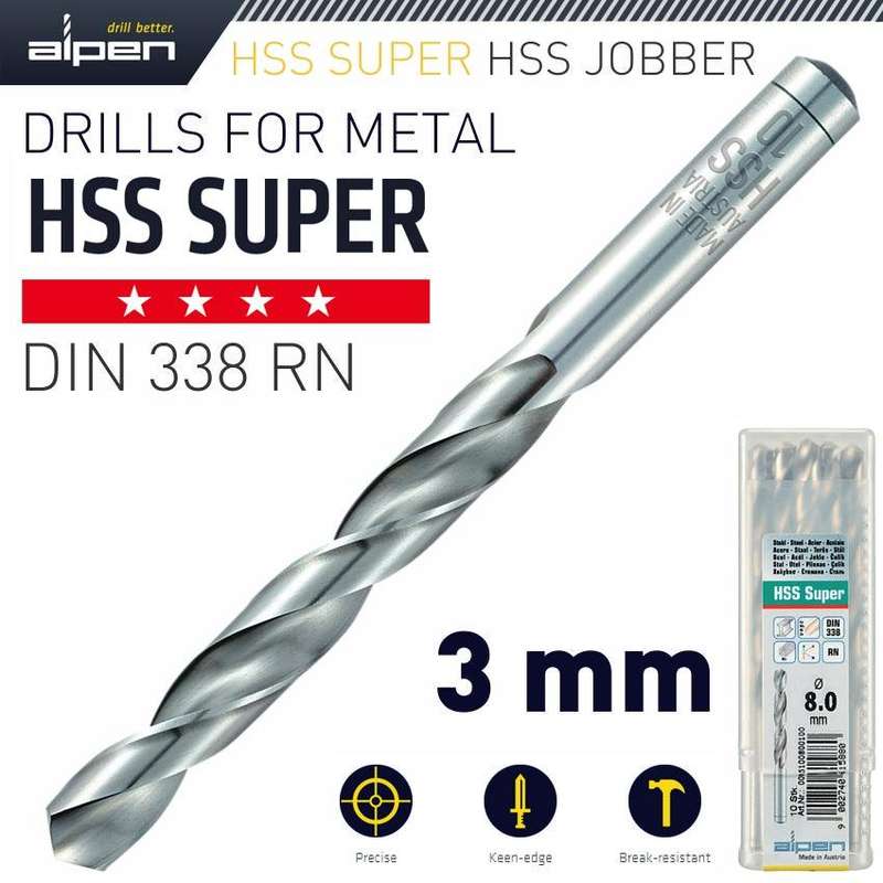 Hss Super Drill Bit 3 Mm Bulk