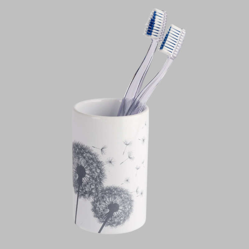 Toothbrush Tumbler Astera Range Ceramic White/Grey
