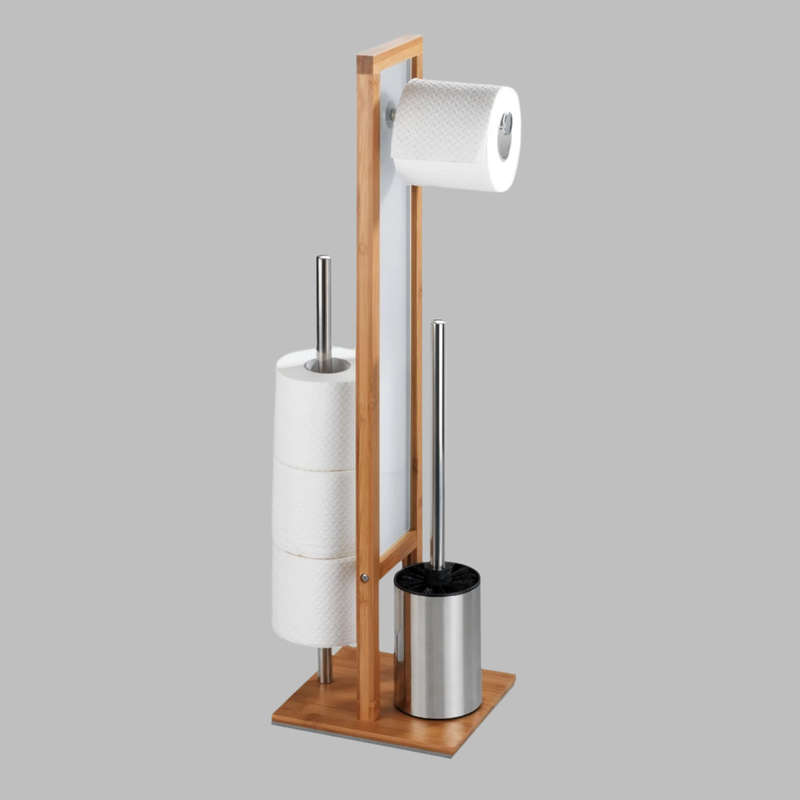 Freestanding Toilet Brush & Roll Holder Rivalta Bamboo