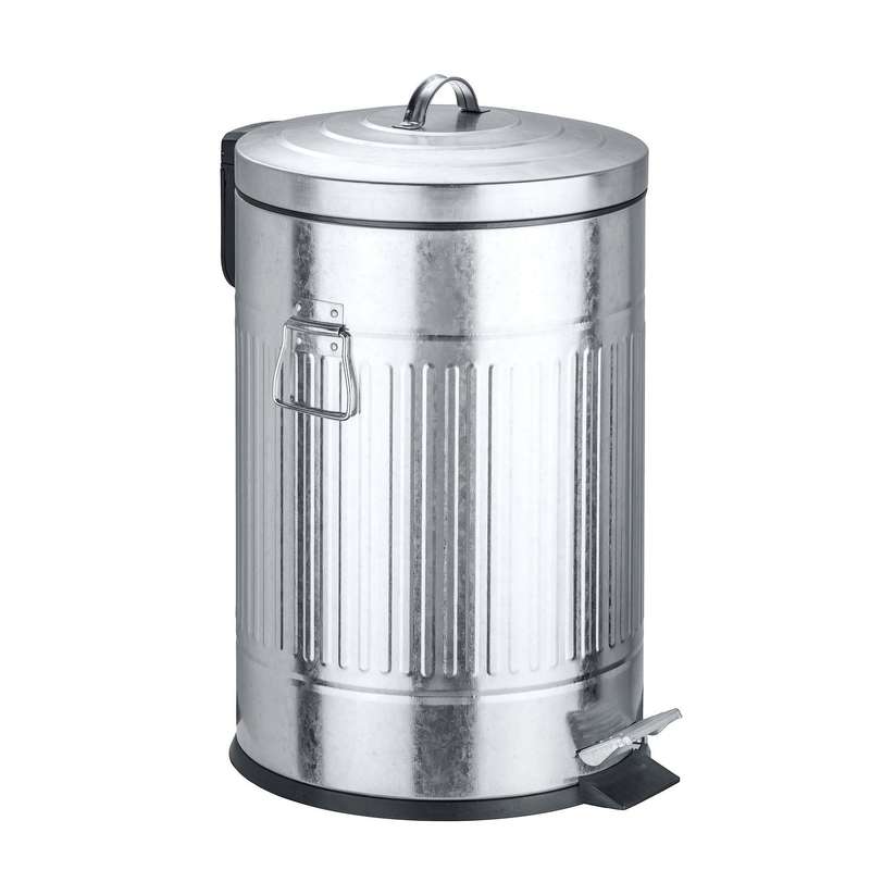 Wenko 20L Pedal Bin - New York Retro Style - Easy Close - Silver