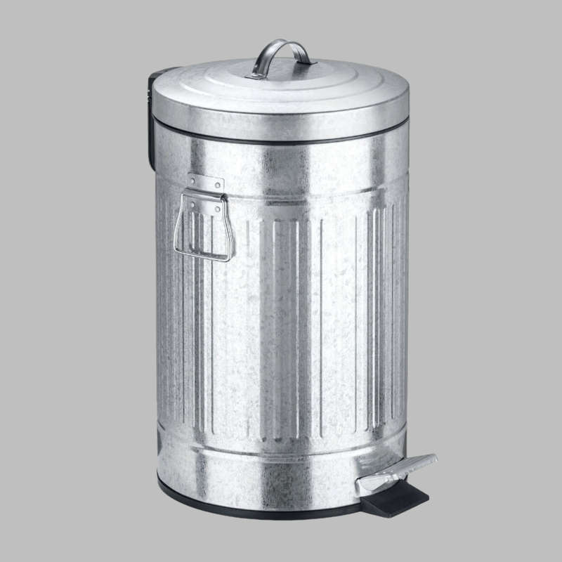 12 L Pedal Bin New York Retro Metal Silver