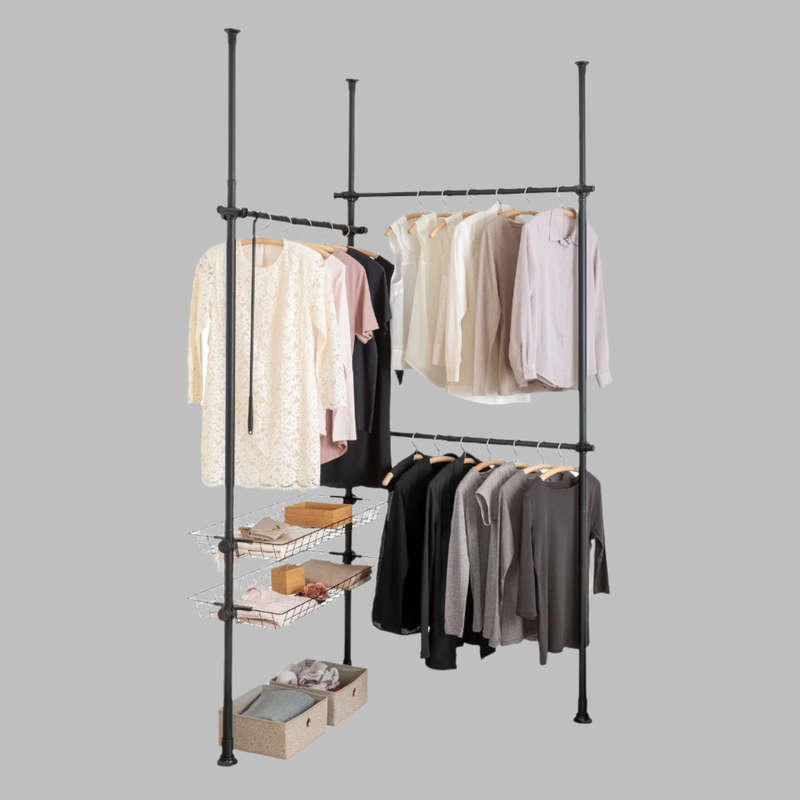 Wenko Clothing Organizer - Adjustable Telescopic System - Herkules - Duo Black
