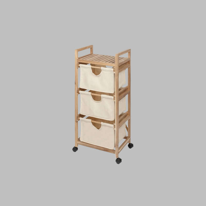 Wenko Laundry Trolley - 3 Drawers - Acina - Acacia Wood