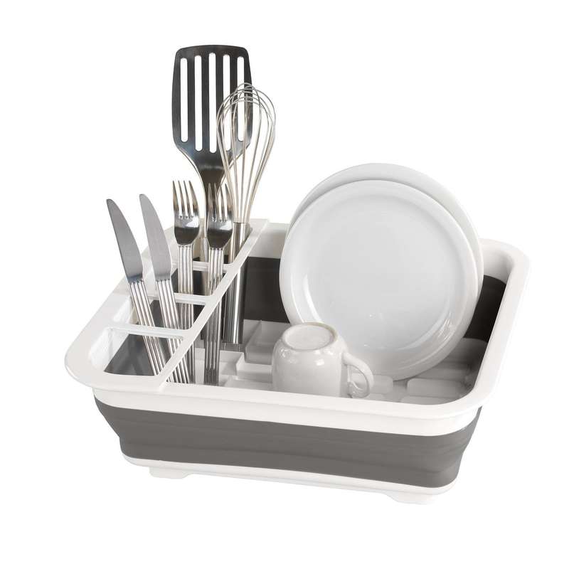 Dish Rack Foldable Silicone 36 X13 X31 White/Grey
