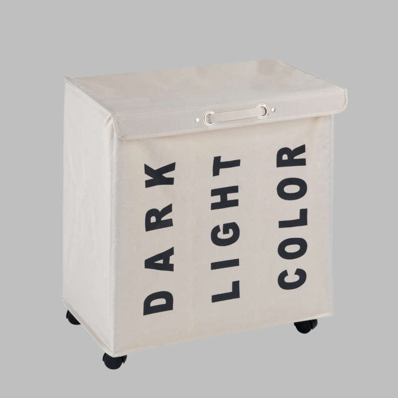 Laundry Basket 116 L 3 Compartment Trivo Beige