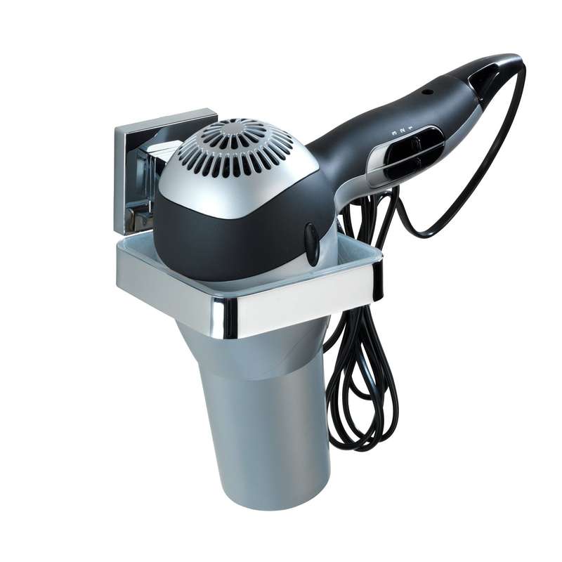 Vacuum Loc Hair Dryer Holder Quadro Range S/Steel No Drilling