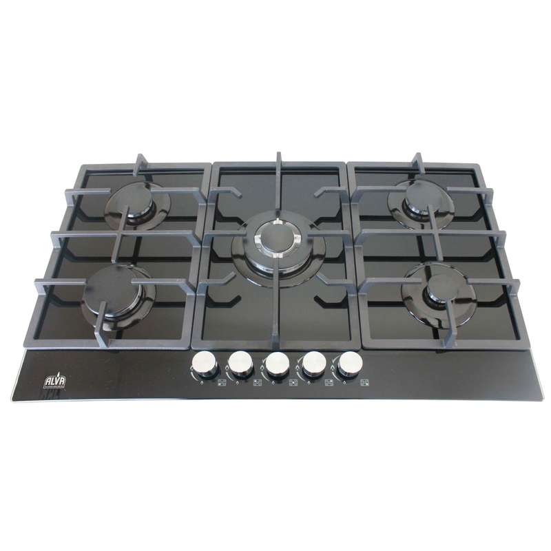 Alva 90Cm 5-Burner Gas Hob - Glass Top
