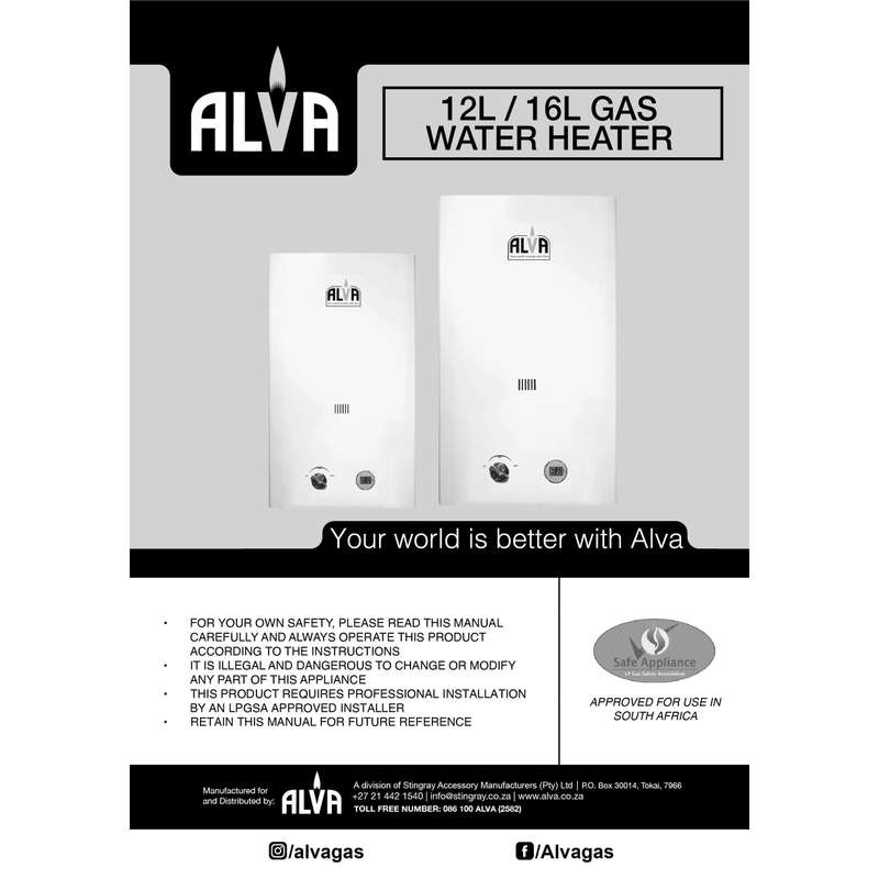 Alva 16L Gas Water Heater