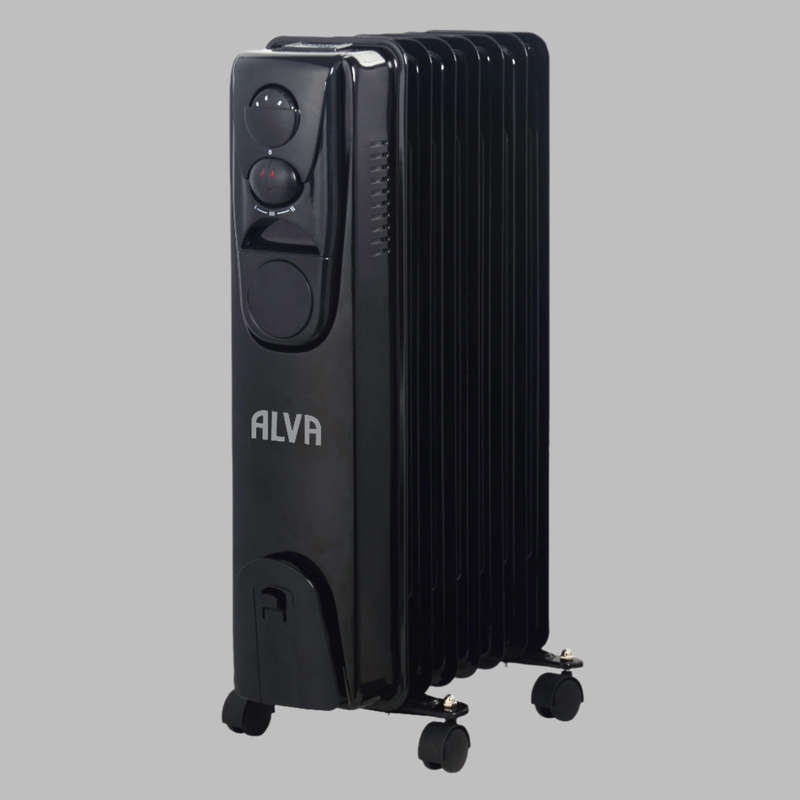 7 Fins 1500 W Oil Filled Heater Glossy Black