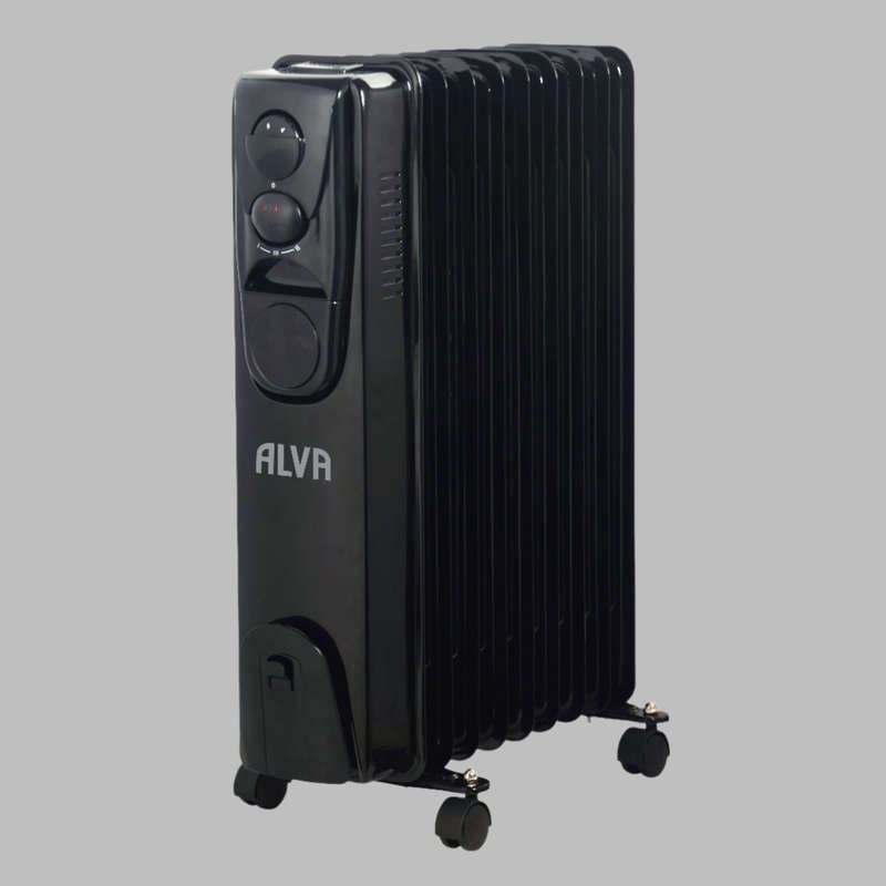9 Fins 2000 W Oil Filled Heater Glossy Black