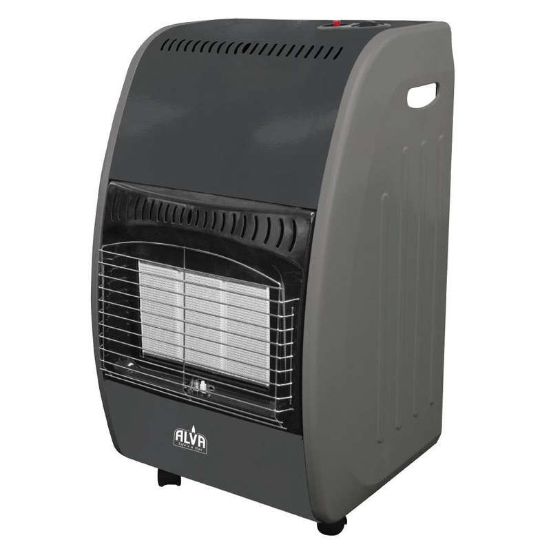 Alva 3 Panel Roll About Gas Heater - Glossy Black/Silver