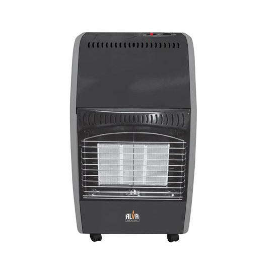 Alva 3 Panel Roll About Gas Heater - Glossy Black/Silver