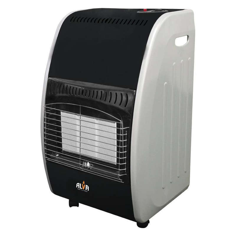 Alva 3 Panel Roll-About Gas Heater - Glossy Black/White