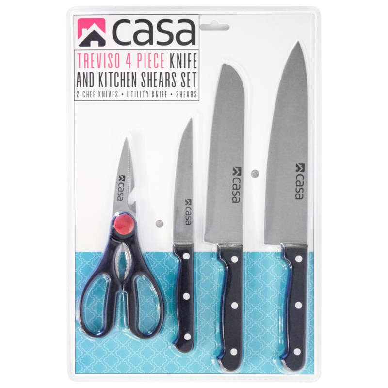 4 Pc Knife And Food Shears Set Treviso
