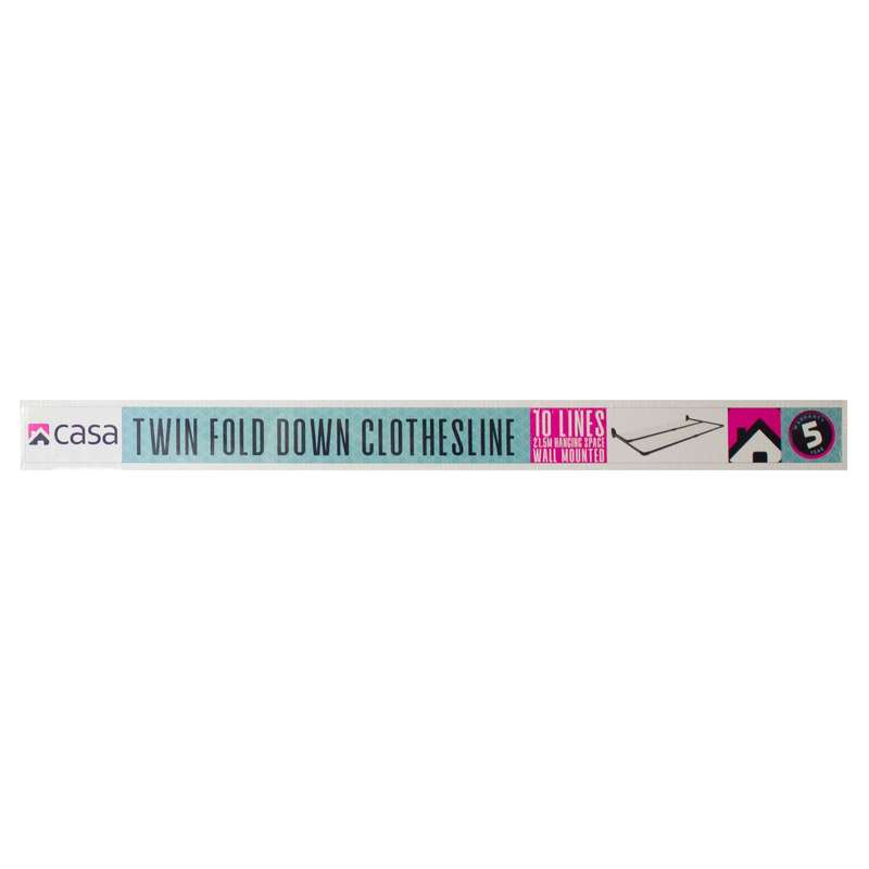 10 Line Twin Fold Down Wall Mounted Clothesline 21 M
