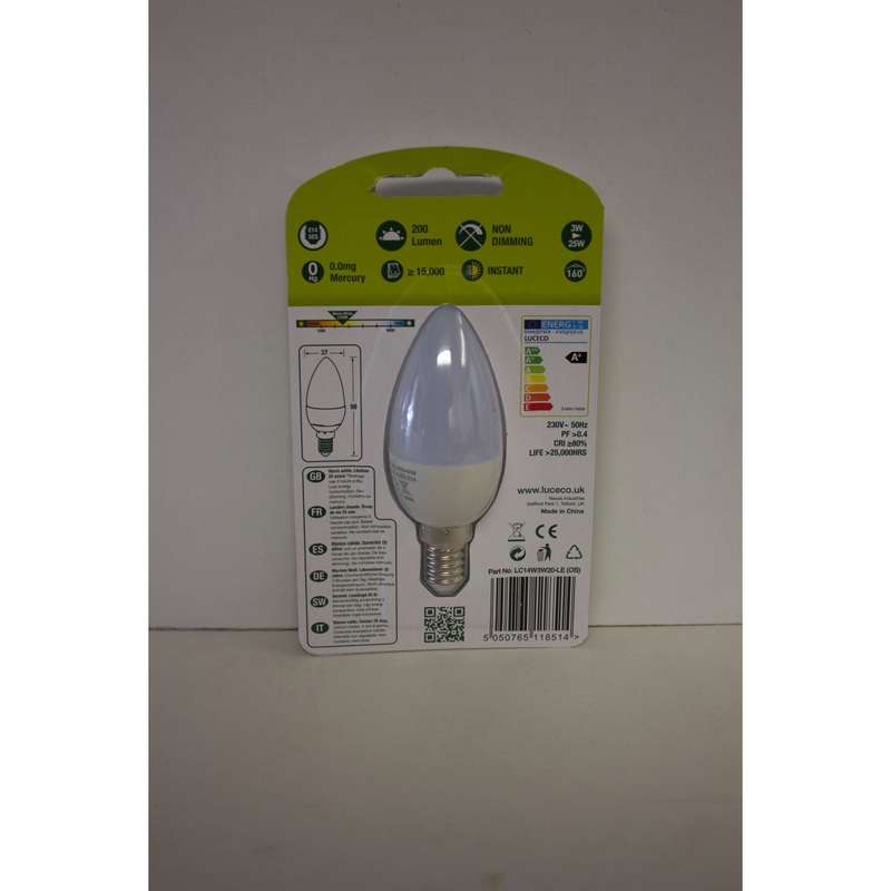 B35 Candle, 1 Pc, E14, 3 W, 250 Lm, Warm White, Non Dim Led Globe