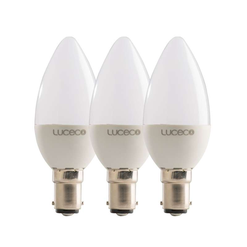 Luceco B35 Candle, 3Pk B15, 3W, 250Lm, Warm White, Non-Dim Led Globe