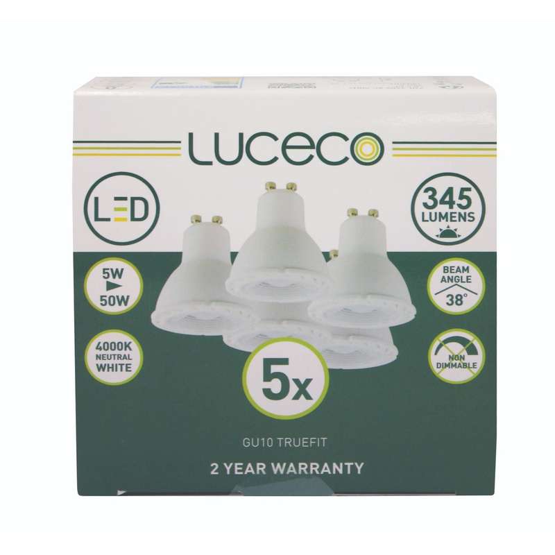 Gu10, 5 Pk, 5 W, 370 Lm, Neutral White, 4000 K, Non Dim Led Globe