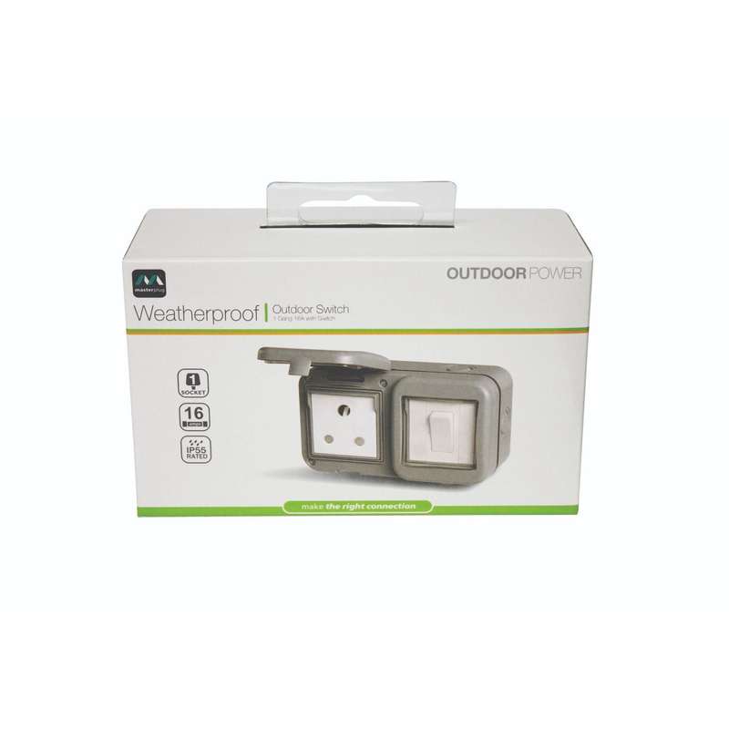 Ip55 Single Outdoor Switch & Sa Socket (1 X 3 Pin)