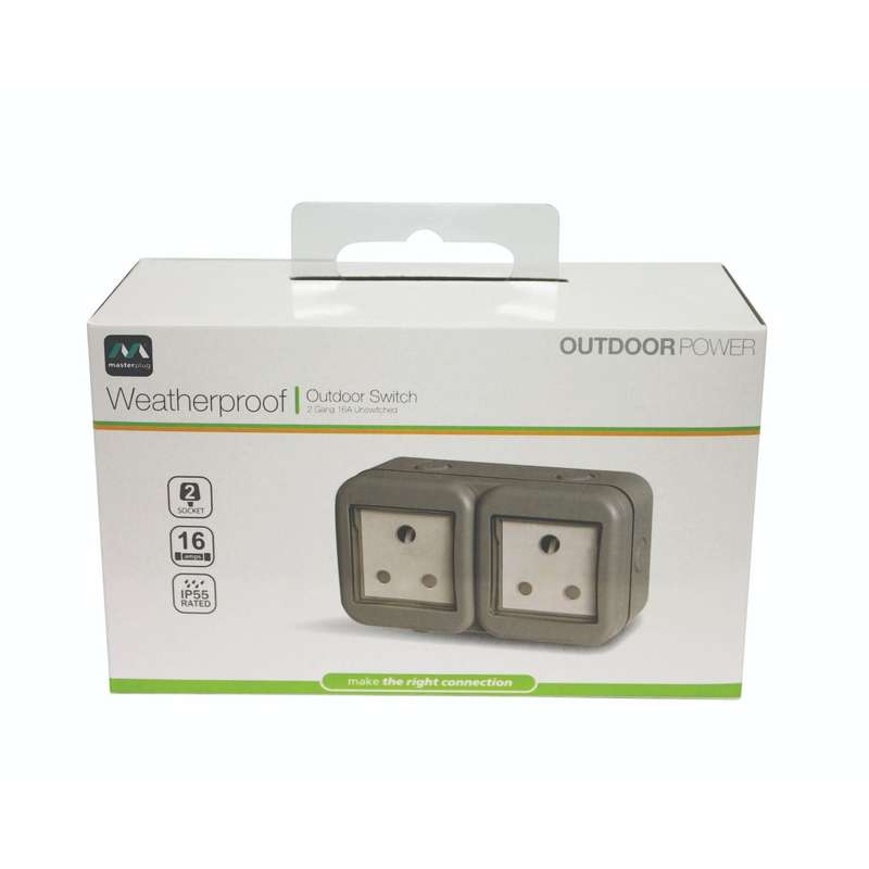 Ip55 Double Unswitched 16 A Sa Outdoor Socket (2 X 3 Pin)
