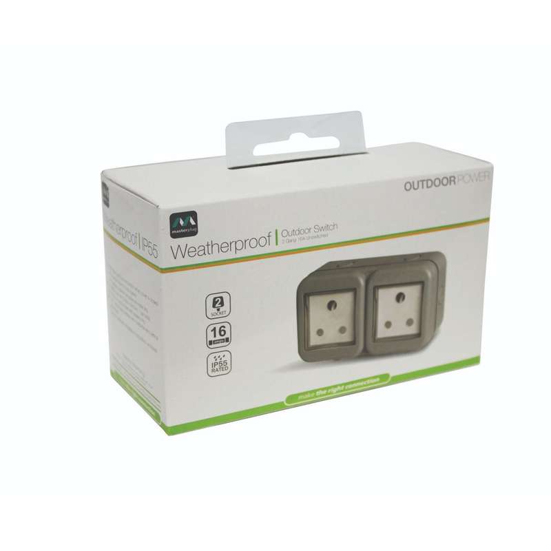 Ip55 Double Unswitched 16 A Sa Outdoor Socket (2 X 3 Pin)