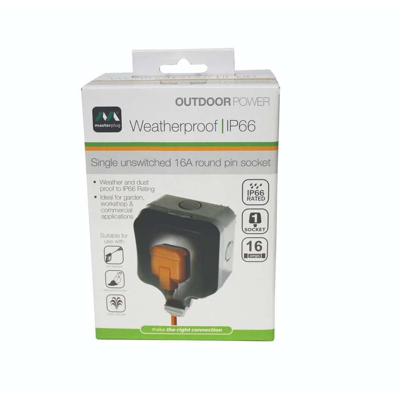 Ip66 Single Unswitched 16 A Sa Outdoor Socket (1 X 3 Pin)