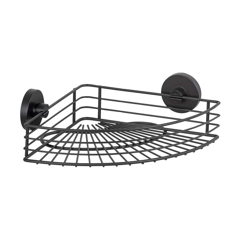 Vacuum Locâ® Corner Shelf Bari Black Wall Shelf No Drilling