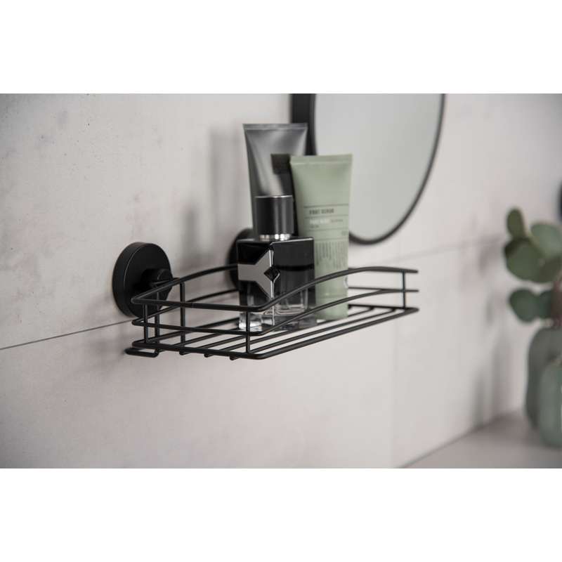 Vacuum Locâ® Wall Shelf Black Wall Shelf No Drilling