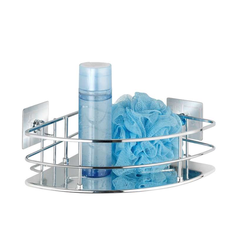 Wenko Turbo-Loc Corner Shelf Quadro Range - S/Steel - No Drilling