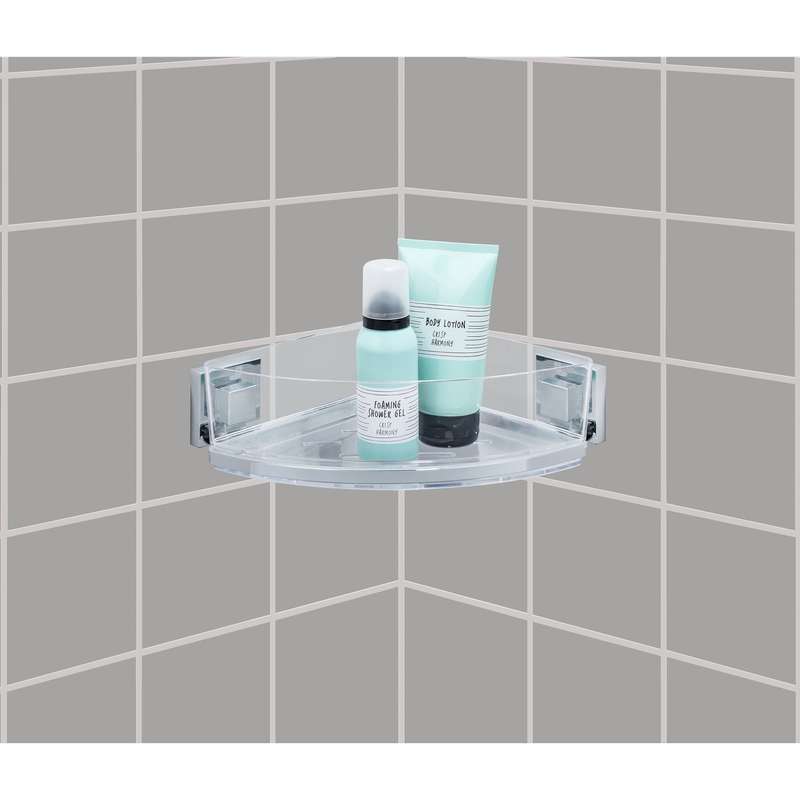Vacuum Loc Corner Shelf Quadro Range S/Steel No Drilling