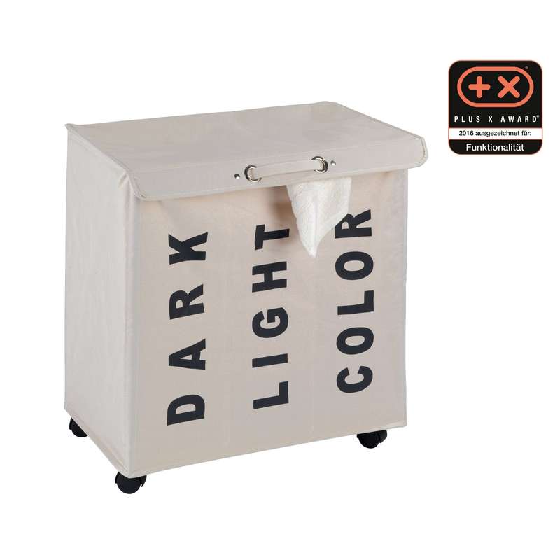 Laundry Basket 116 L 3 Compartment Trivo Beige