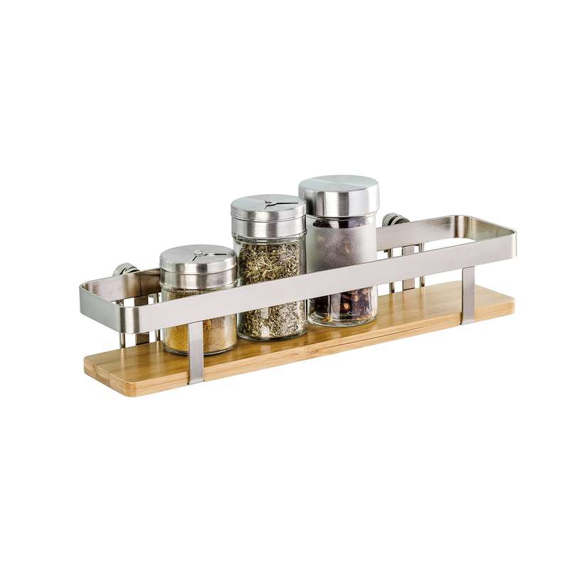 Spice Rack Premium Steel & Bamboo