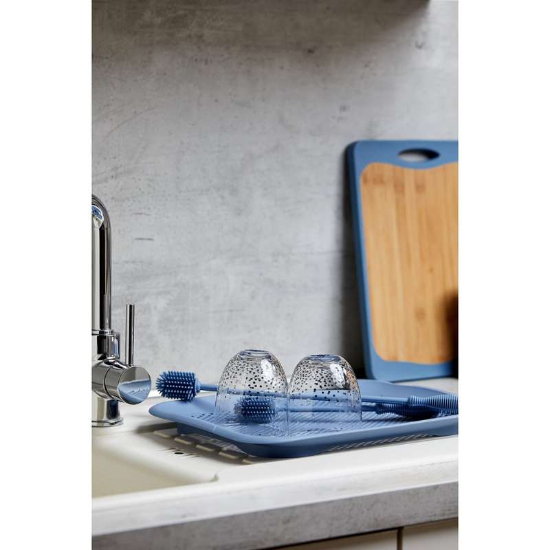 Washing Up & Bottle Brush Silicone 25cm Blue