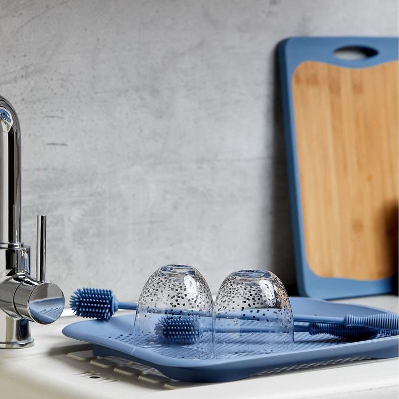 Washing Up & Bottle Brush Silicone 25cm Blue