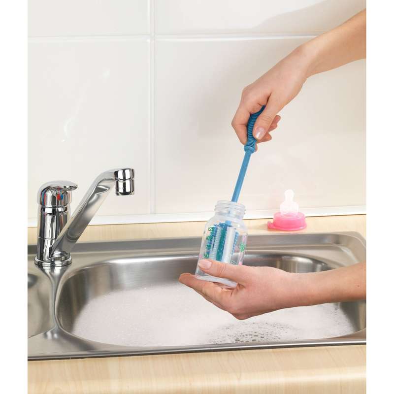 Washing Up & Bottle Brush Silicone 25cm Blue