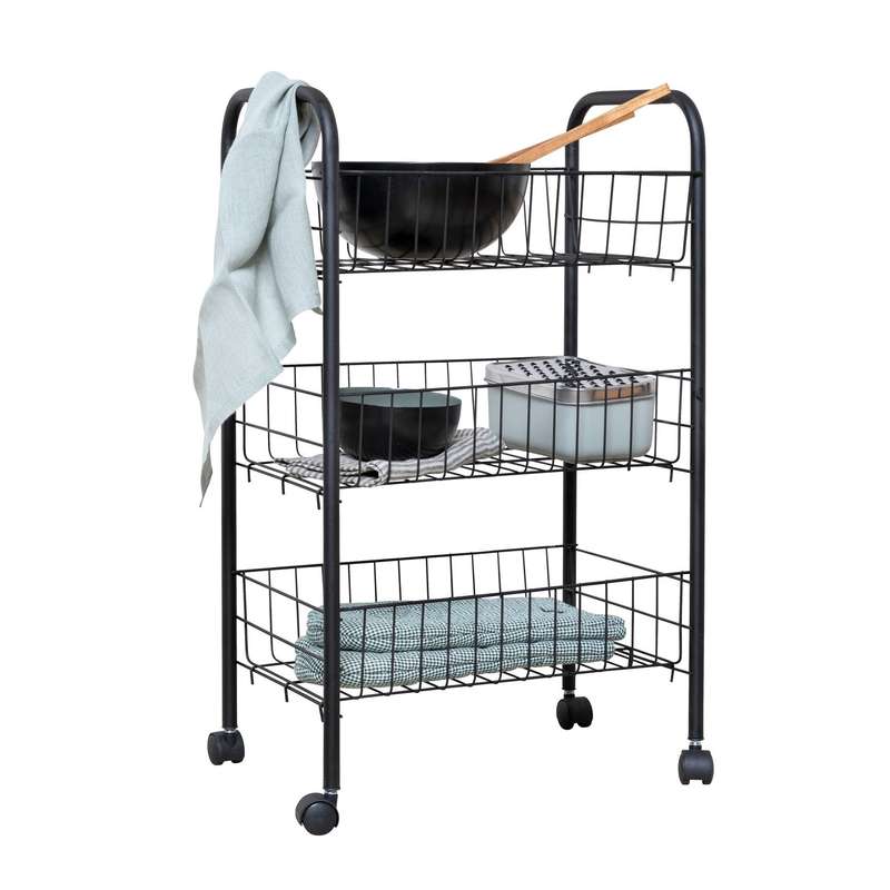 Multi Purpose Metal Trolley 3 Shelves Florenz Black