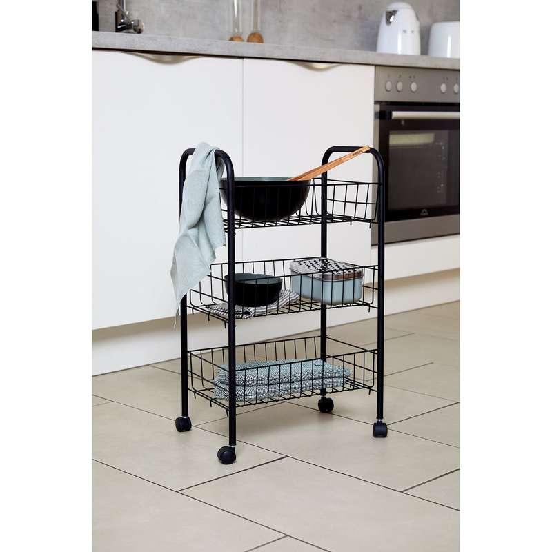 Multi Purpose Metal Trolley 3 Shelves Florenz Black