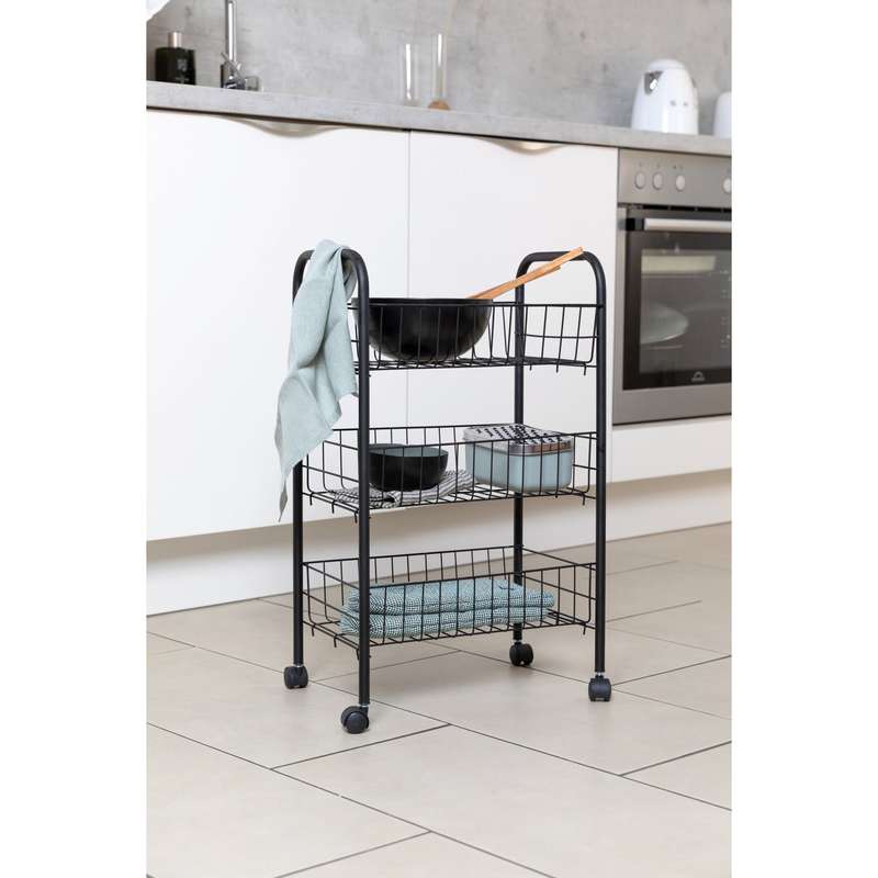 Multi Purpose Metal Trolley 3 Shelves Florenz Black
