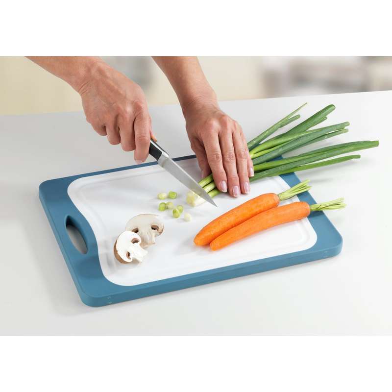 Double Sided Cutting Board Bamboo & Pp 33 X23 Anti Slip Tpe Blue