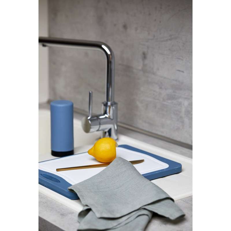 Wenko Double Sided Cutting Board - Bamboo & Pp - 33X23 - Anti-Slip Tpe - Blue
