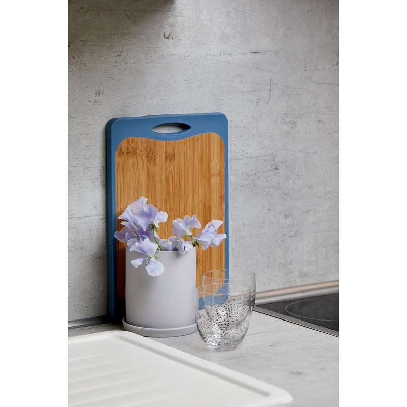 Wenko Double Sided Cutting Board - Bamboo & Pp - 33X23 - Anti-Slip Tpe - Blue