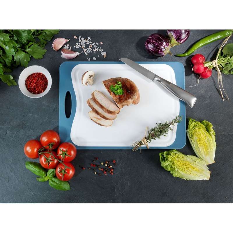 Wenko Double Sided Cutting Board - Bamboo & Pp - 33X23 - Anti-Slip Tpe - Blue