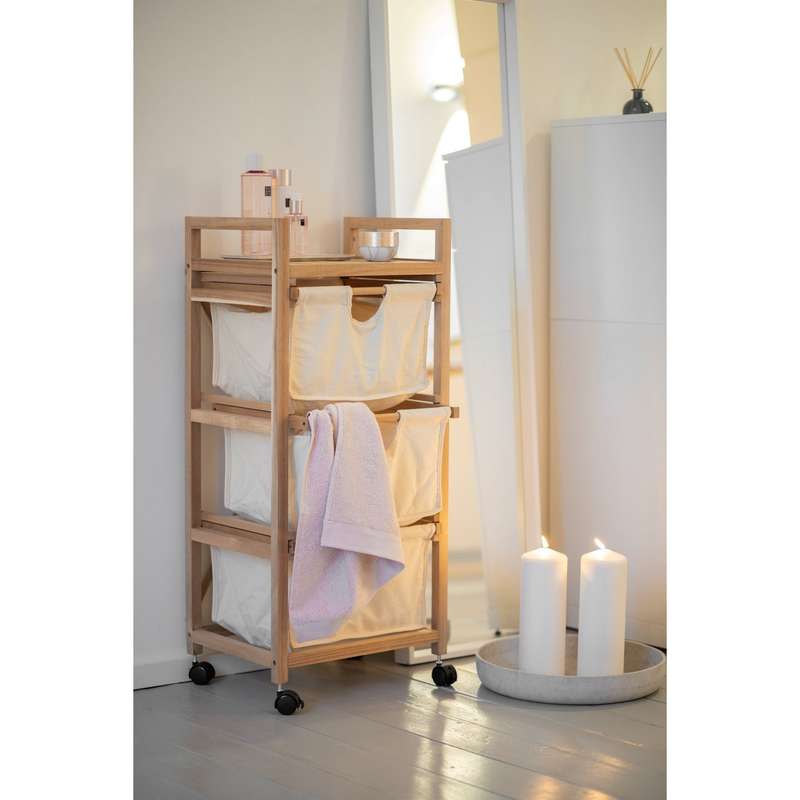 Wenko Laundry Trolley - 3 Drawers - Acina - Acacia Wood