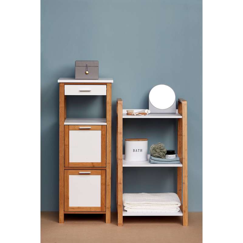 Shelving Unit W/ 2 Compartments + Drawer Finja Bamboo